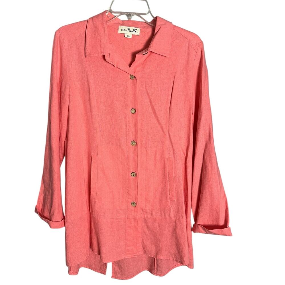 Simply Noelle Tunic Top Buttons Pockets Lagenlook Boho Pink Cottagecore S/M 8-10